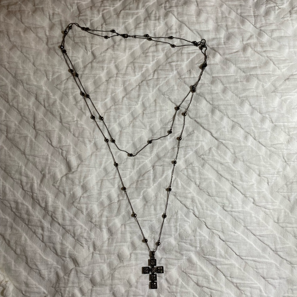 Vintage double layered Cross Pendant Necklace